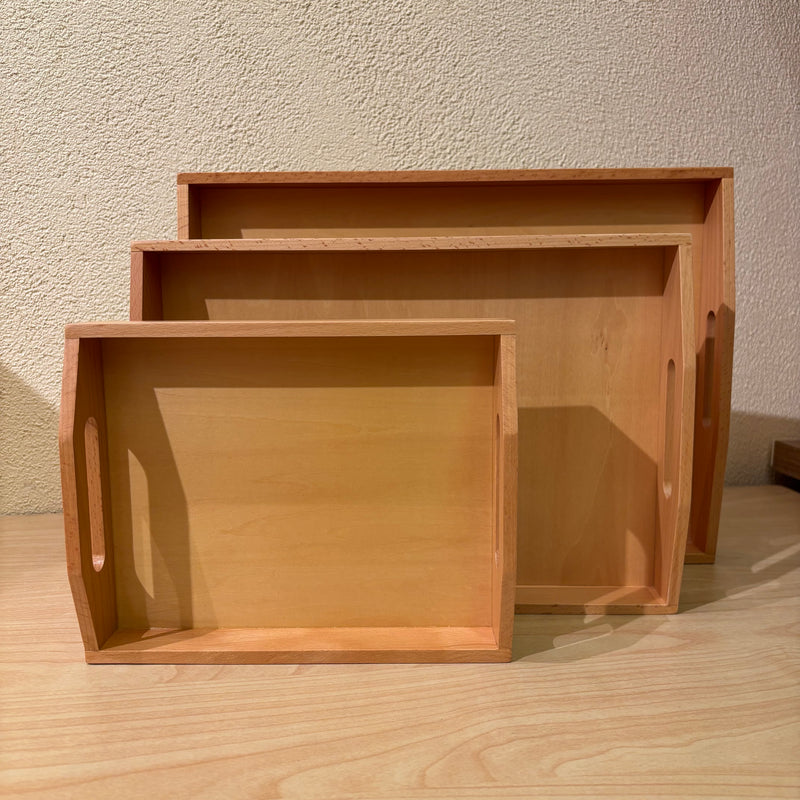 Montessori Trays with Handle Set of 3 Practical Life Materials