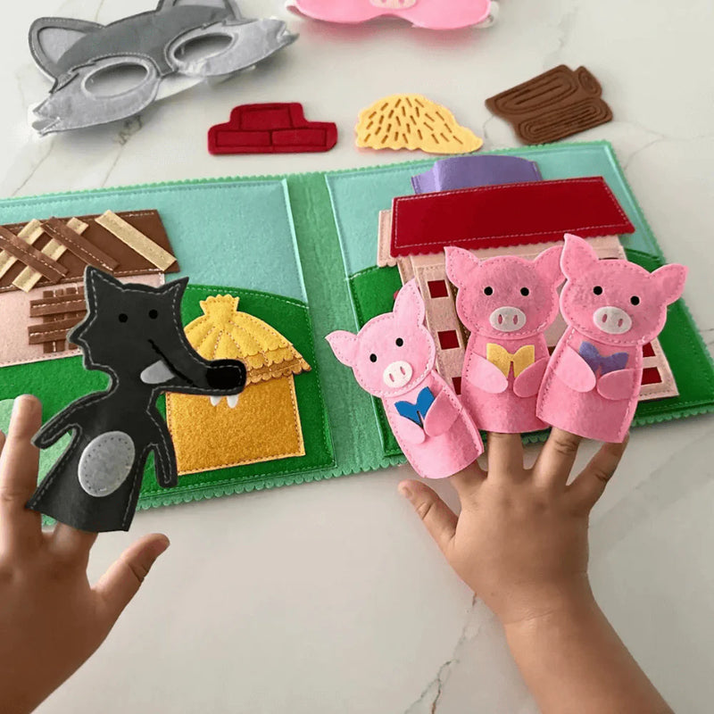 Wondertivity 3 Little Pigs Fabric Activity Book Kids Interactive Book Travel Toys 3yrs+