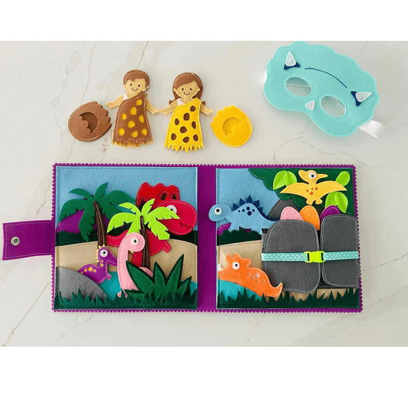 Wondertivity Land Before Time Busy Book Fabric Activity Book Kids Interactive Book Travel Toys 3yrs+