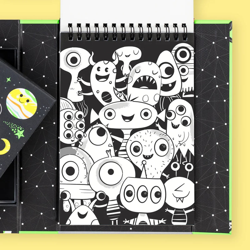 Tiger Tribe Neon Colouring Set Outer Space Activity Book Art and Craft for kids 5yrs+