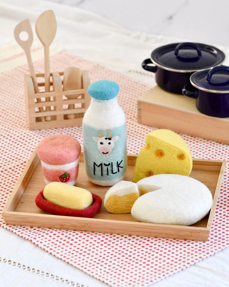 Tara Treasures Felt Food Groups Dairy Pretend and Imaginative Play Kitchen Accessories 3yrs+