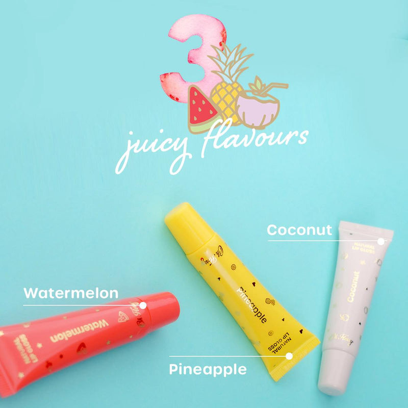 Oh Flossy Beach Club Natural Lip Gloss Set of 3 Fruity Flavours Kids Makeup Set Gift Idea for 3yrs+