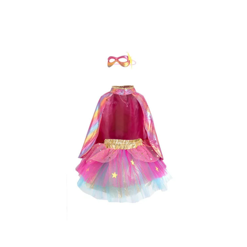 Super Duper Tutu Pink & Gold Cape with Mask Size 4-6 by Great Pretenders Costumes 4yrs+