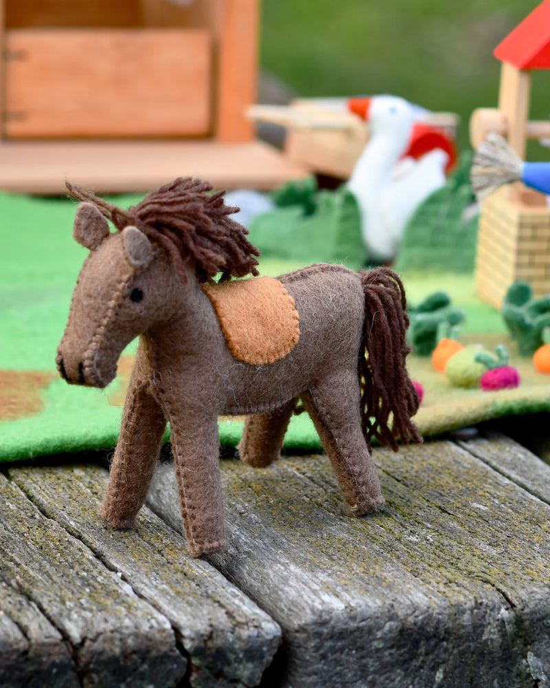 Tara Treasures Felt Horse Pretend & Imaginative Play Farm Animal Toys Felt Animals 3yrs+