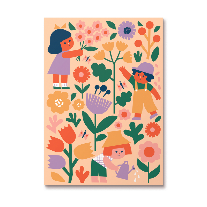 Kids Activity Paint by Numbers Kit Flower Patch A4 Canvas Size by Journey Of Something Art and Craft for Kids Gifting Idea for 5yrs+