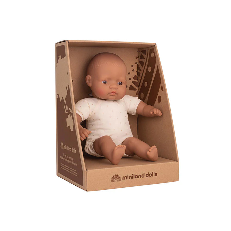 Miniland Soft Body Doll Hispanic Baby Toys 32cm Baby Gifts Idea 18m+