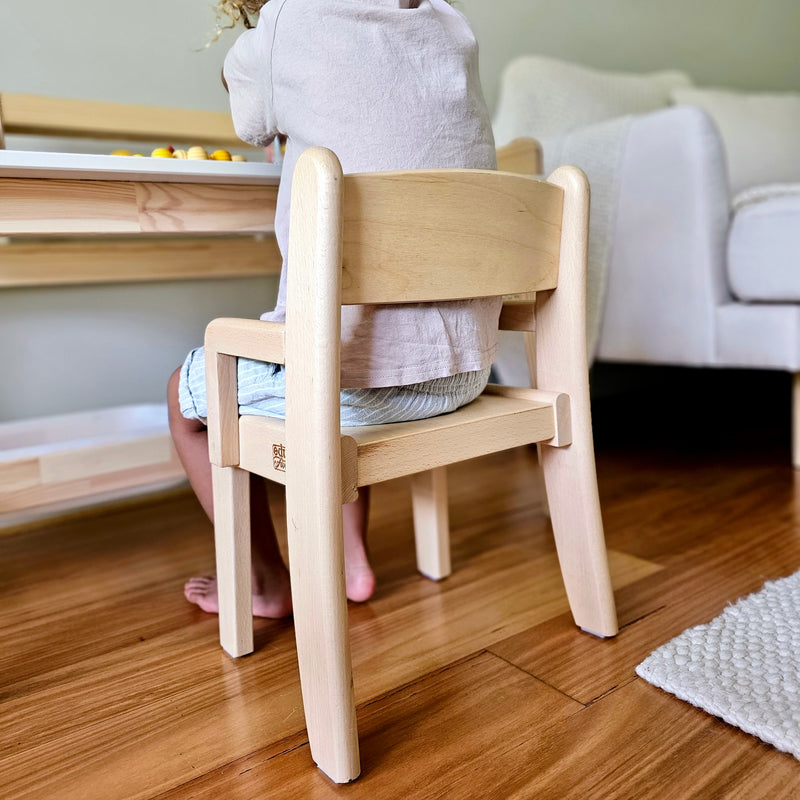 Montessori Kids Furniture Toddler CHAIR WITH ARM (12m -  3 Yrs) Beechwood 26cm(H) (Furniture Shipping)