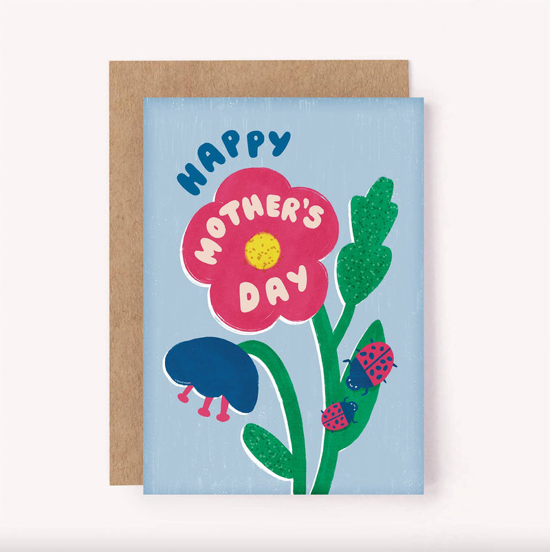 Happy Mother's Day Ladybird Flower Card by Lauren Sissons Studi Mother's Day Card