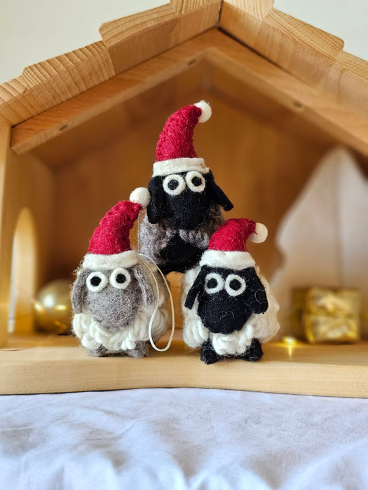 Pashom Christmas Tree Decor Black Woolly Sheep