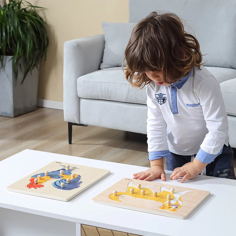 Viga Toys Montessori Wooden Rooster Knob Puzzle 8pcs Developmental Toys Baby Toys 18m+