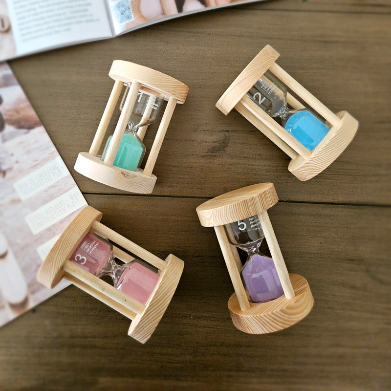 Qtoys Wooden Sand Timers Extra Large 1, 2, 3, and 5 Minutes Set of 4 Early Maths 3yrs+
