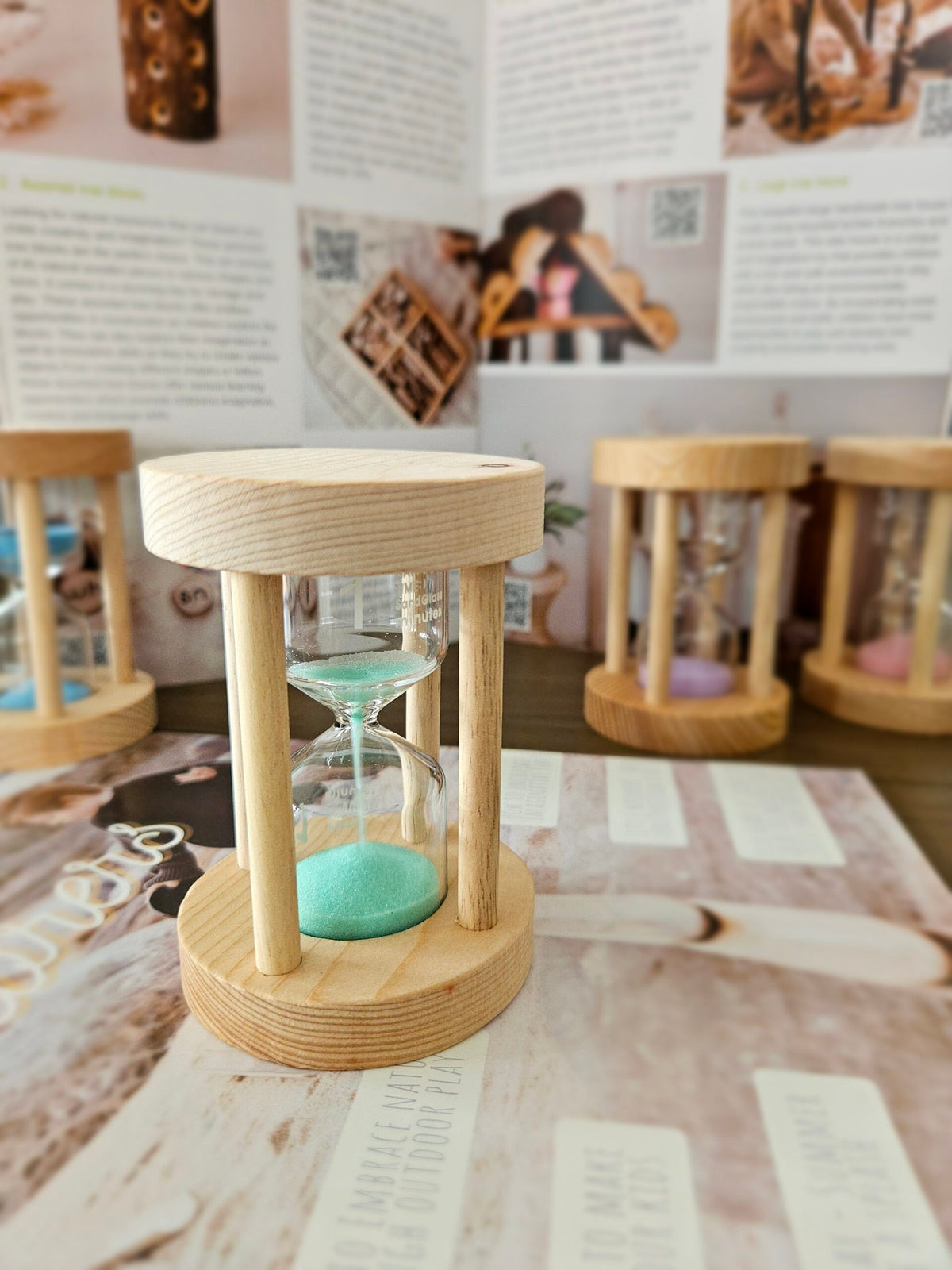 Qtoys Wooden Sand Timers Extra Large 1, 2, 3, and 5 Minutes Set of 4 E ...