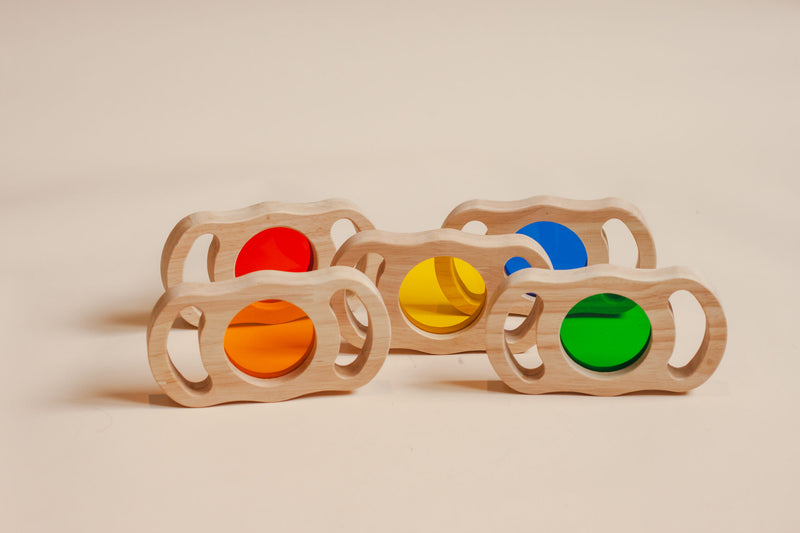 QToys See Through Coloured Blocks with Handles 5pc Sensory Toys 2yrs+