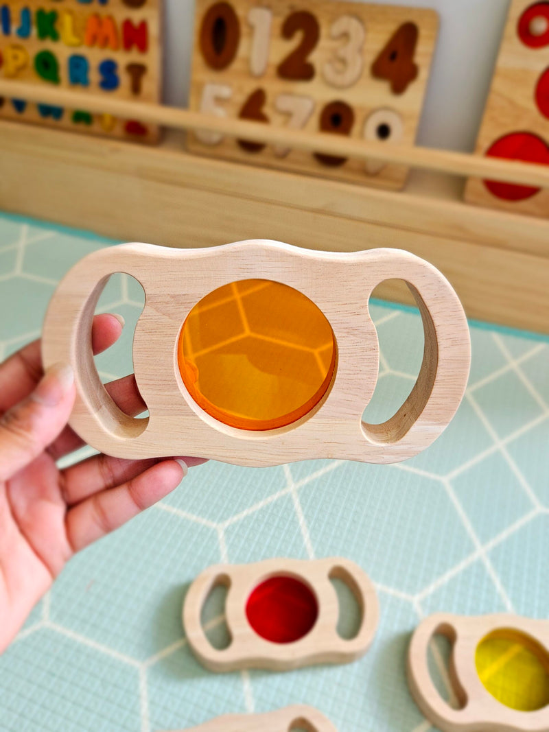 QToys See Through Coloured Blocks with Handles 5pc Sensory Toys 2yrs+