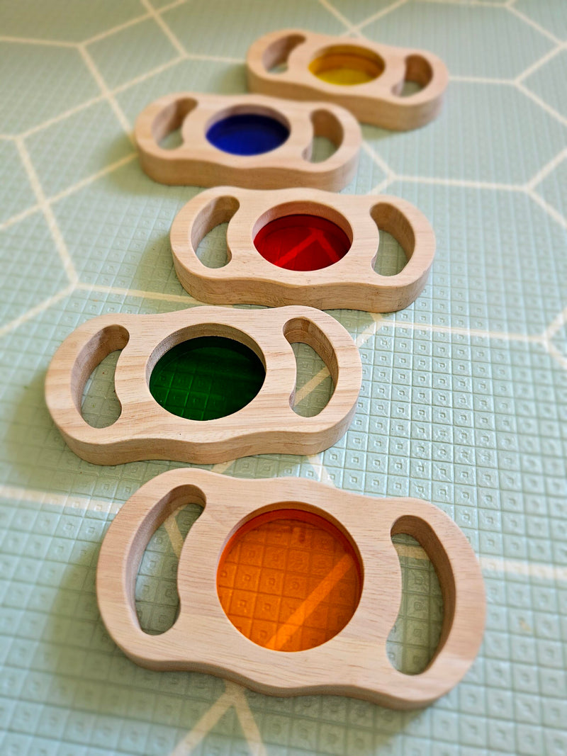 QToys See Through Coloured Blocks with Handles 5pc Sensory Toys 2yrs+