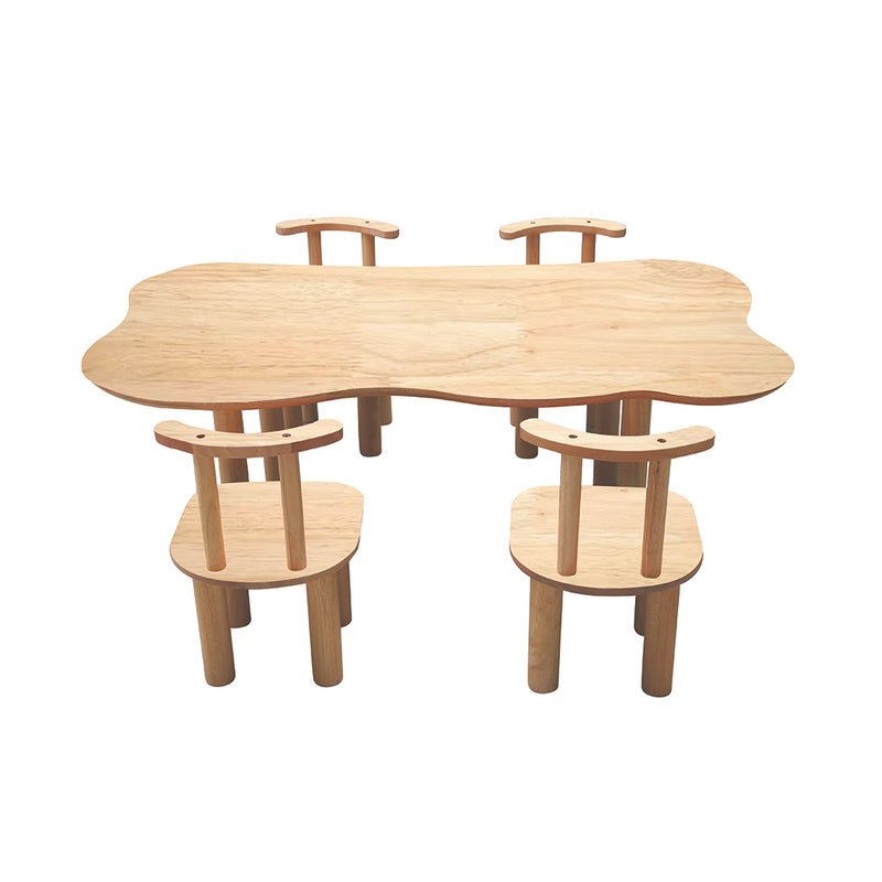 Qtoys Hardwood Cloud Table with 4 Chairs Set Kids Table and Chair Set 3yrs+