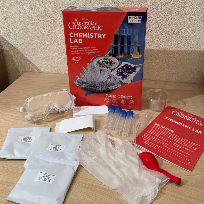 Australian Geographic Chemistry Lab Science Kit with 16 Chemistry Experiments Early Science STEM Toys Gifting Idea for 10yrs+