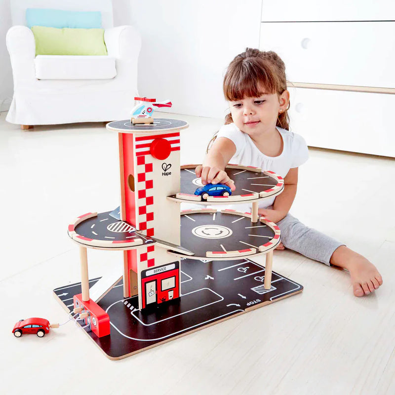 Hape Wooden Park & Go Garage Toy Car Wooden Toys Car Gift Idea for 3yrs+ (Bulky Shipping)