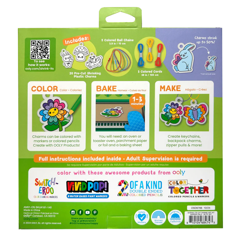 Ooly Shrink-Its Garden Pals DIY Shrink Art Kit Art and Craft for Kids Gift Idea for 6yrs+