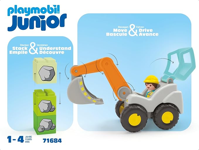 Playmobil Junior Shovel Excavator Construction Playset of 5 Toddlers Gifts Idea 12m+