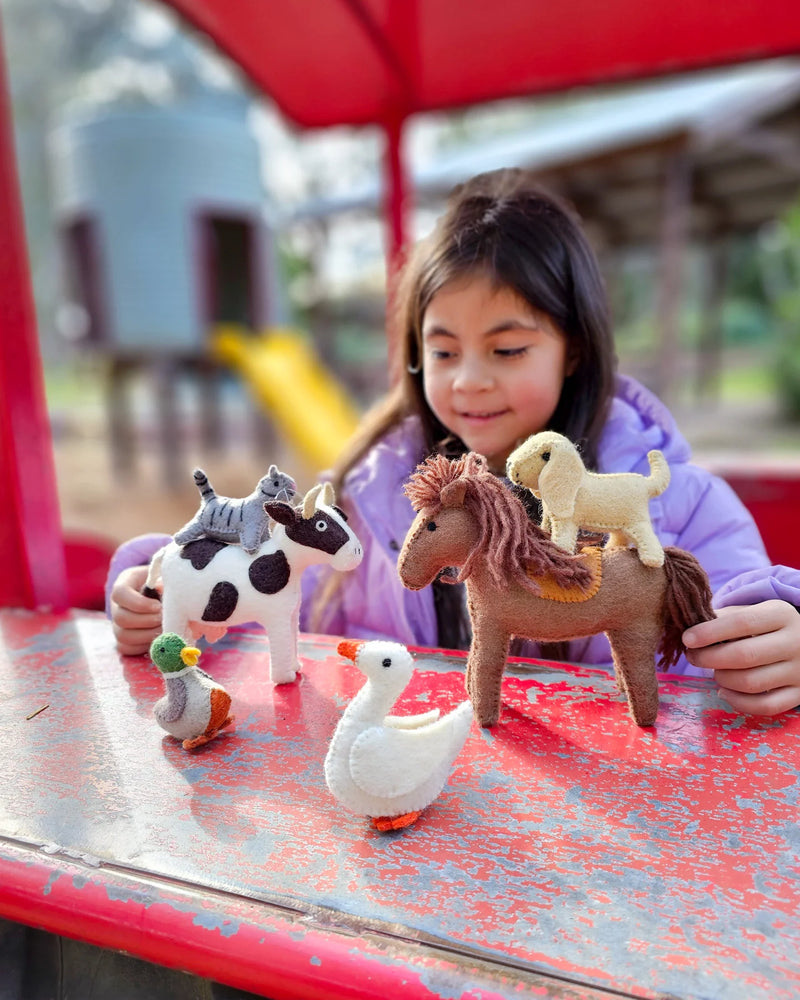 Tara Treasures Felt Dog Pretend & Imaginative Play Farm Animal Toys Felt Animals 3yrs+
