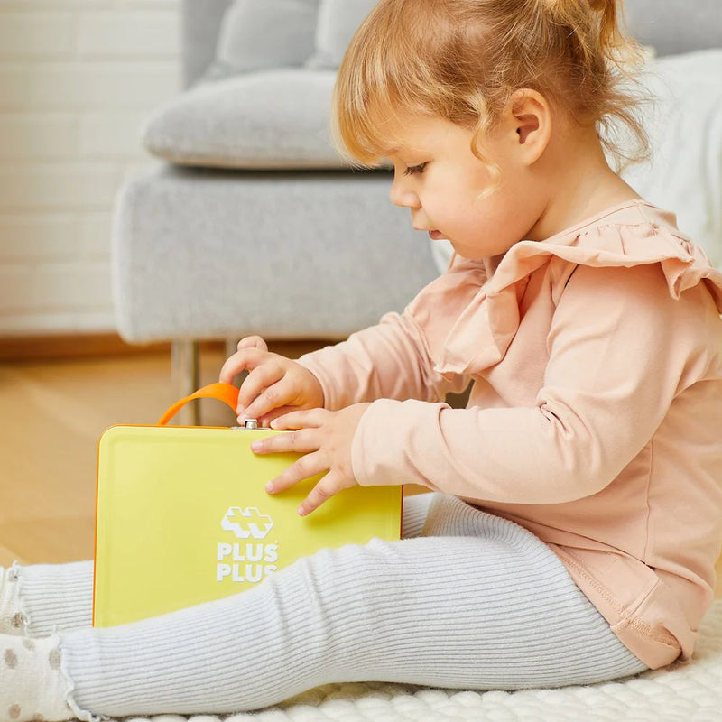 Plus Plus Big Basic Building Blocks 70pcs for Toddlers Metal Suitcase Set Gift Idea for 12m+