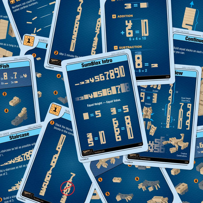 SumBlox Minis Basic Set 80 Blocks & 80 Activity Cards Wooden Building Blocks Maths Toys 3yrs+