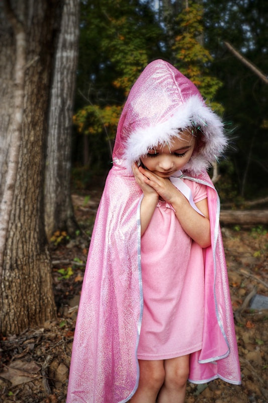 Pink Glitter Princess Cape Size 4-6 by Great Pretenders Costumes Best Seller Fairy Unicorn and Castle Theme 3yrs+