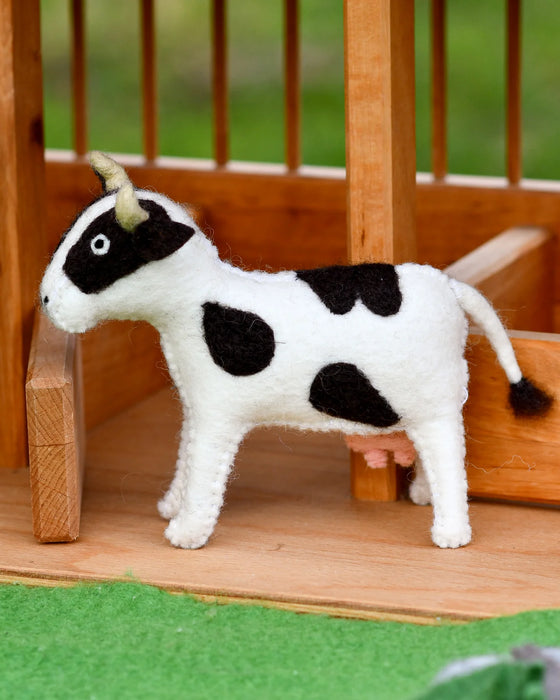 Tara Treasures Felt Cow Pretend & Imaginative Play Farm Animal Toys