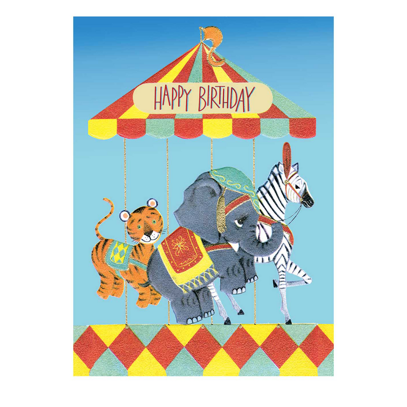 Merry Go Round Kids Birthday Card By Laughing Elephant