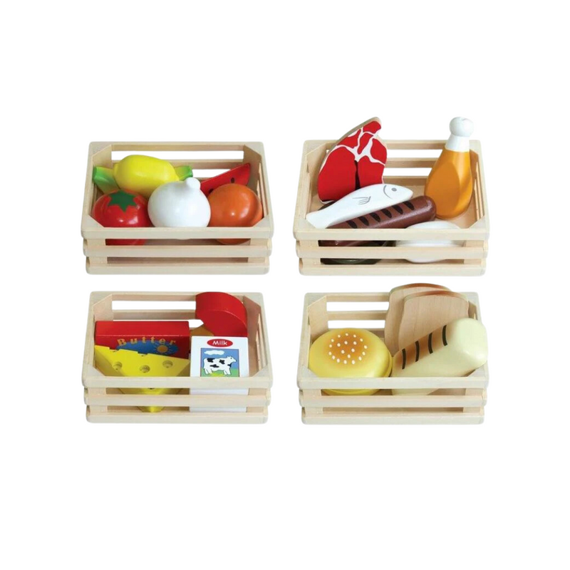Food Factory Set Fun Factory set of 4 Food Groups Wooden Pretend Food Box Pretend Kitch ...