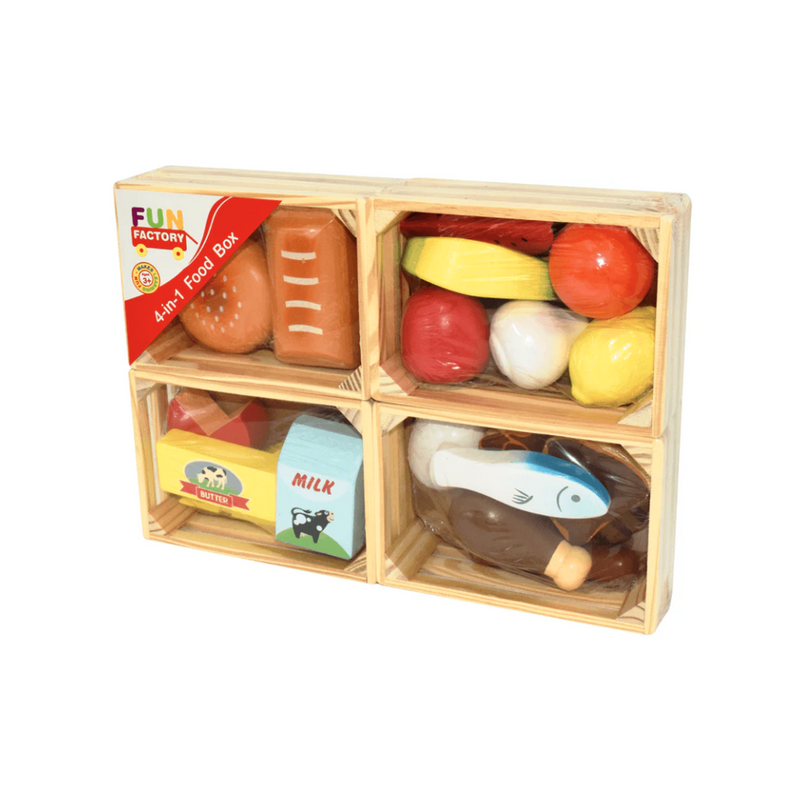 Food Factory Set Fun Factory set of 4 Food Groups Wooden Pretend Food Box Pretend Kitch ...