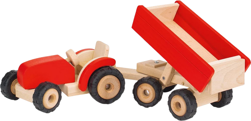 Goki Tractor With Trailer Red 3yrs+