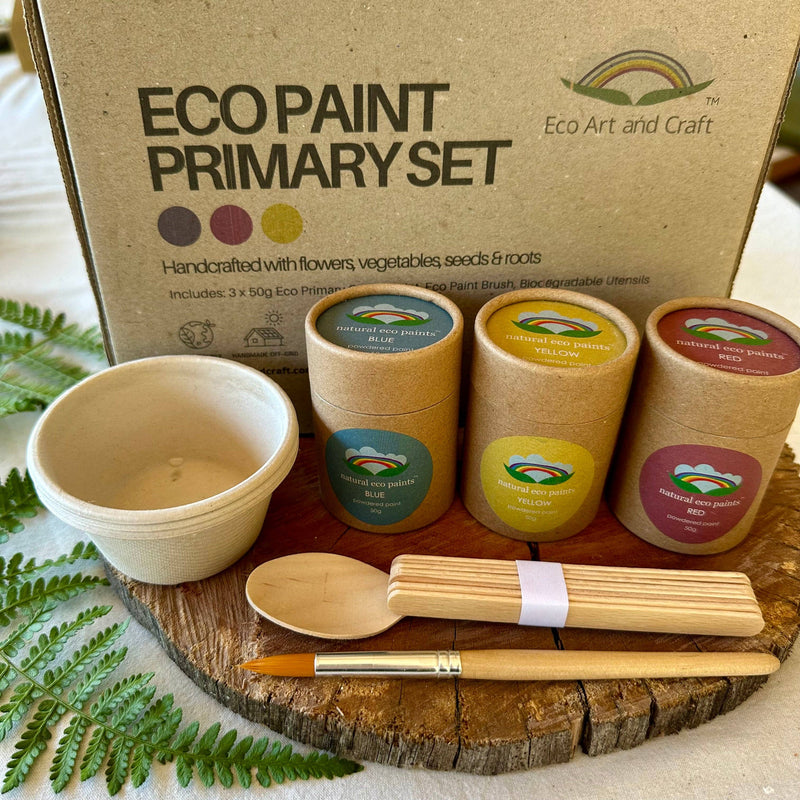 Eco Art and Craft Australia Natural Eco Paints Primary Set Plastic Free Eco Friendly Paint Kit Art and craft for kids Gifting Idea for 3yrs+