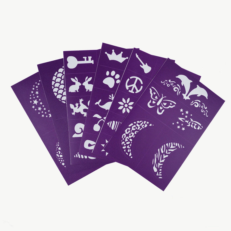 Oh Flossy Reusable Adhesive Face Paint and Makeup Stencils Kids Makeup Set Purple 3yrs+