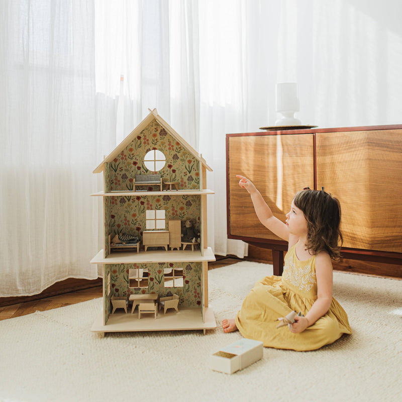 Wooden Doll House Meadow by Milin Toys Pretend & Imaginative Play 3yrs+ (Bulky Shipping)