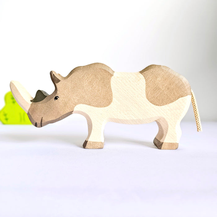 Holztiger Rhinoceros Wooden Wildlife Animal