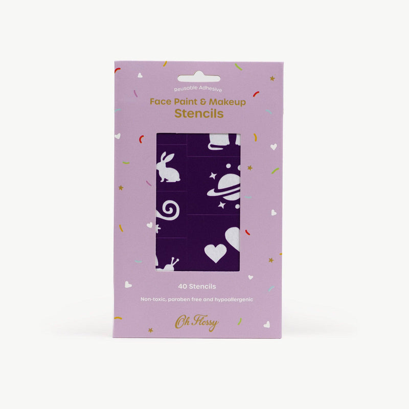 Oh Flossy Reusable Adhesive Face Paint and Makeup Stencils Kids Makeup Set Purple 3yrs+