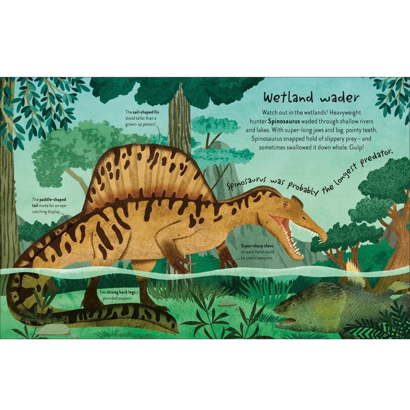 Time to Explore Dinosaurs With a Foldout Surprise (Hardcover) by Andrea Mills by DK Books Discovering Prehistoric Life, Habitats and Dinosaur Sizes