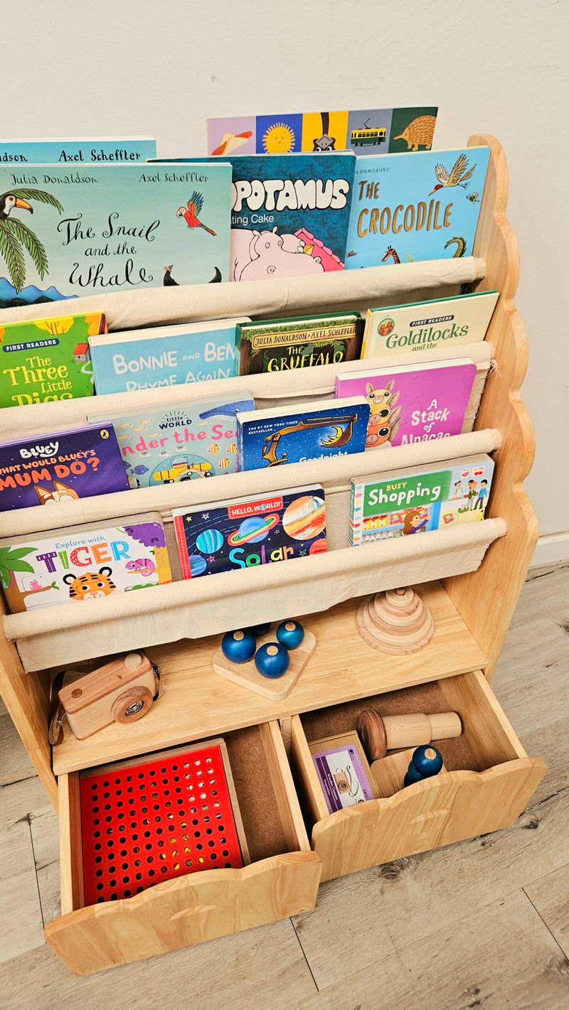 Qtoys 4 Tier Bookshelf & Drawers Kid Storage Furniture (Heavy Shipping)