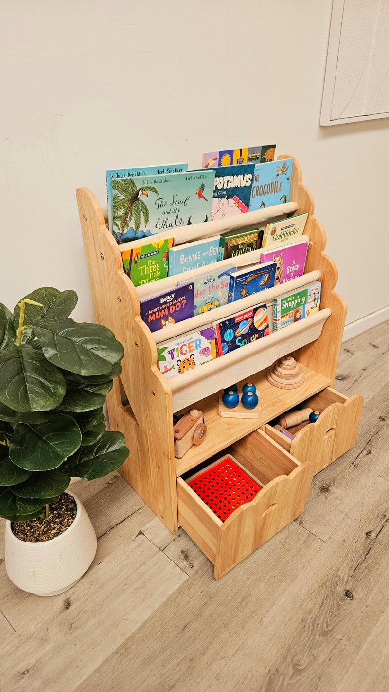 Qtoys 4 Tier Bookshelf & Drawers Kid Storage Furniture (Heavy Shipping)