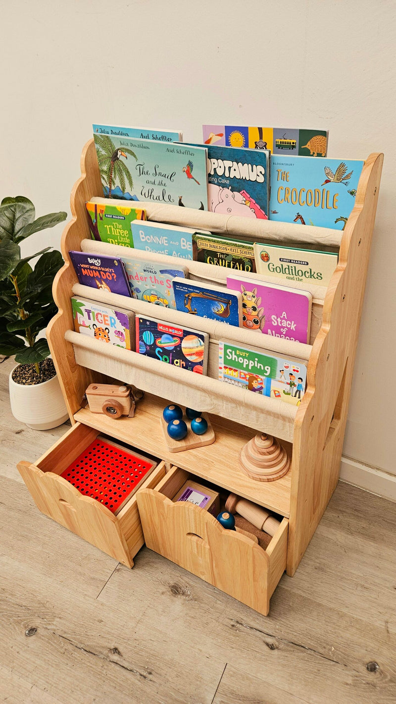 Qtoys 4 Tier Bookshelf & Drawers Kid Storage Furniture (Heavy Shipping)