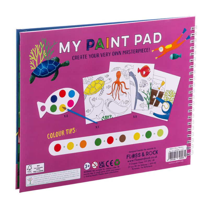 Floss & Rock Paint Pad Deep Sea Activity Book with 8 Paint Palettes and 1 Brush Art and craft for kids Retired 3yrs+