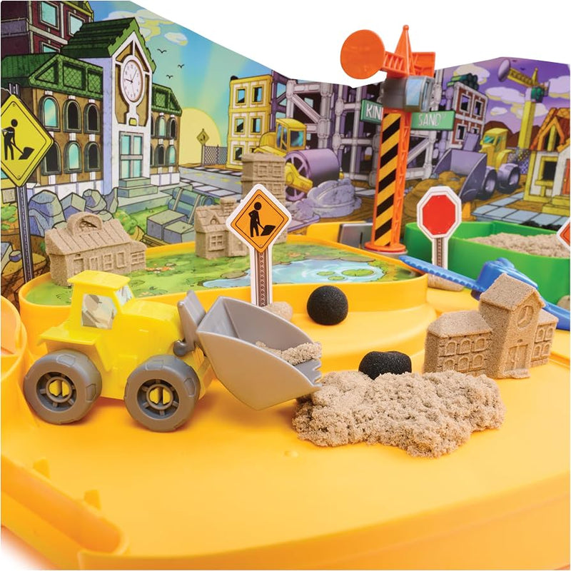 Kinetic Sand Construction Zone with Built-In Sandbox Sensory Toys for 3yrs+