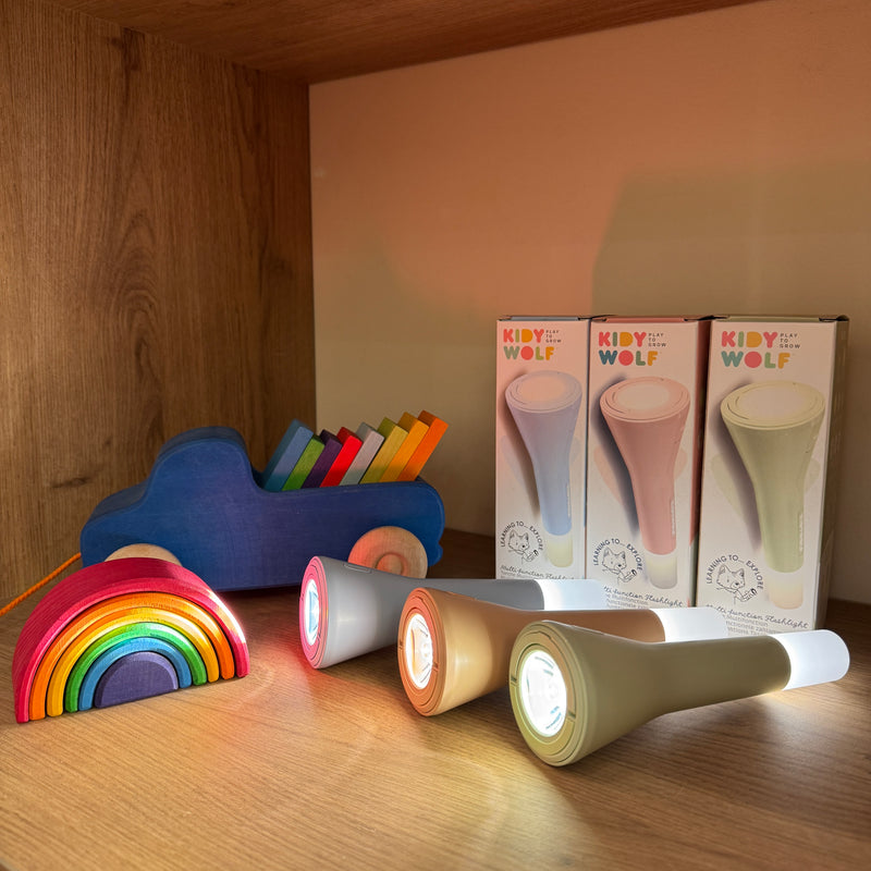 Kids Torch Multifunctional Rechargeable KidyFlashlight Natural 3 Colours by Kidywolf Torch Outdoor Toys  4yrs+