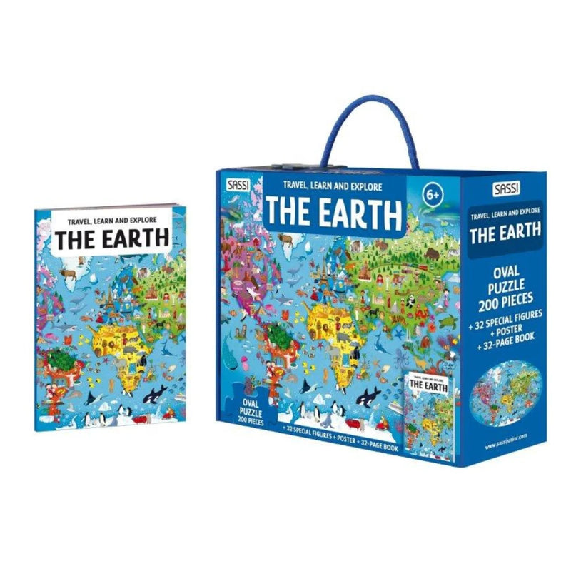 Travel, Learn and Explore The Earth 200pc Book and 3D Puzzle Set by Sassi Early Science STEM 6yrs+