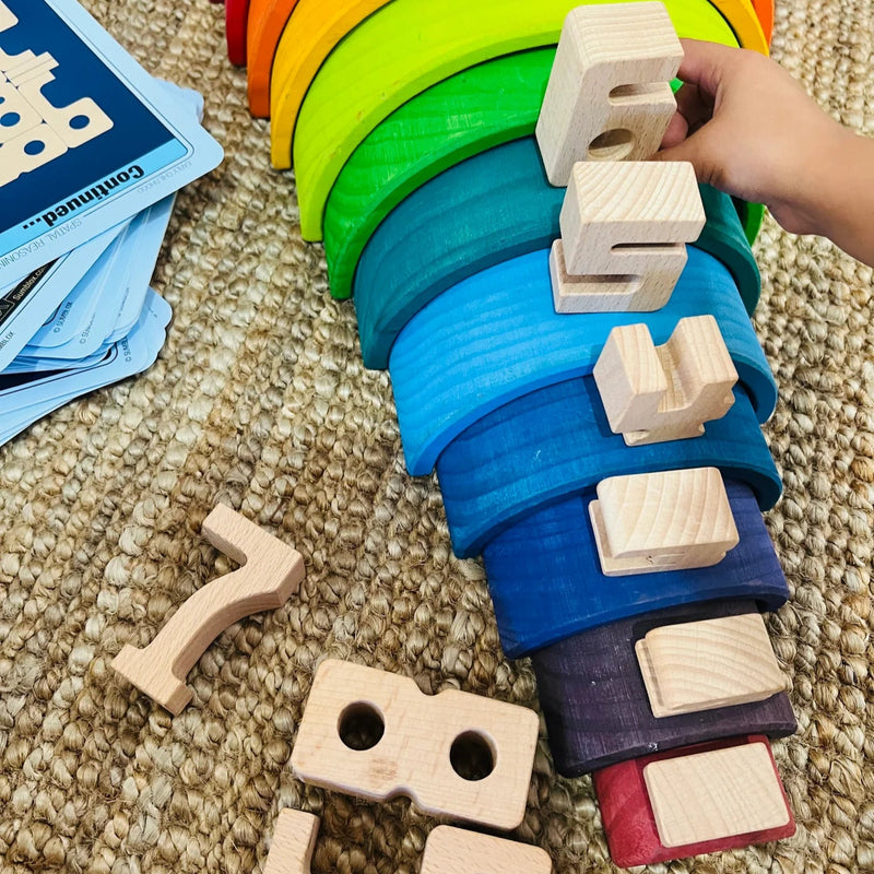 SumBlox Minis Basic Set 80 Blocks & 80 Activity Cards Wooden Building Blocks Maths Toys 3yrs+