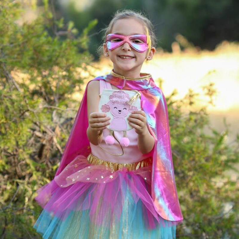 Super Duper Tutu Pink & Gold Cape with Mask Size 4-6 by Great Pretenders Costumes 4yrs+