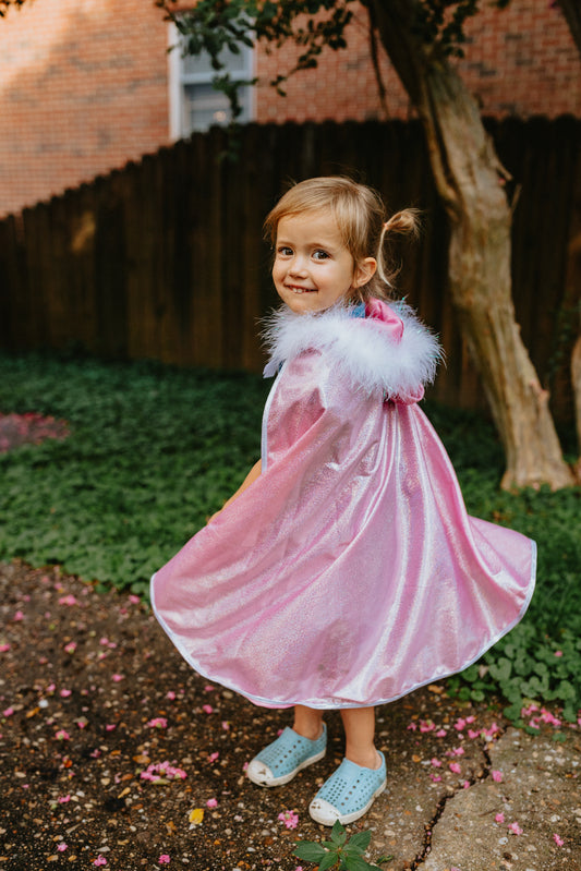Pink Glitter Princess Cape Size 4-6 by Great Pretenders Costumes Best Seller Fairy Unicorn and Castle Theme 3yrs+