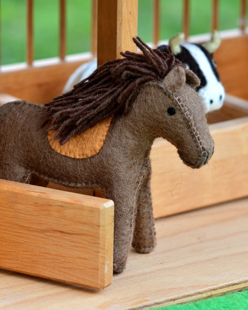 Tara Treasures Felt Horse Pretend & Imaginative Play Farm Animal Toys Felt Animals 3yrs+
